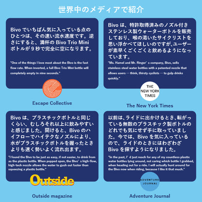 傾けるだけで素早く給水 Bivo Trio 620ml 真空断熱 ボトル（10色展開）